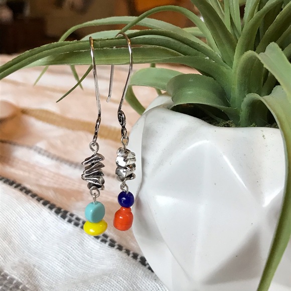 Handmade stacked stone earrings - Picture 2 of 3